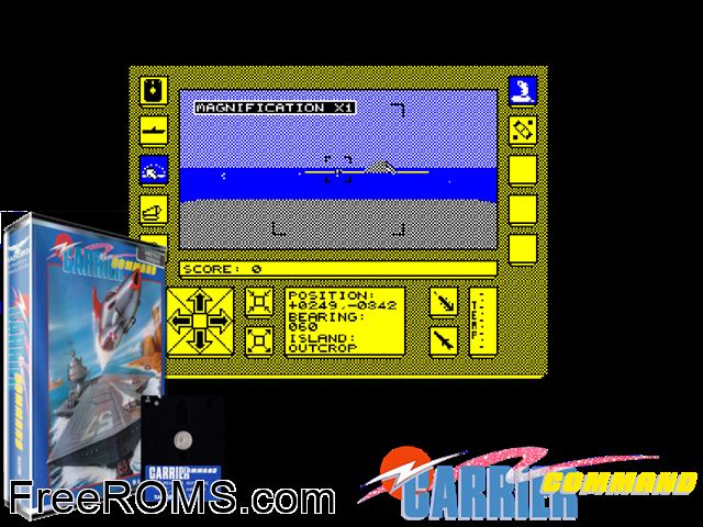 Carrier Command (UK) (1989) (No Password Protection) [h1] Amstrad CPC game showing 3D box cover and gameplay screenshot